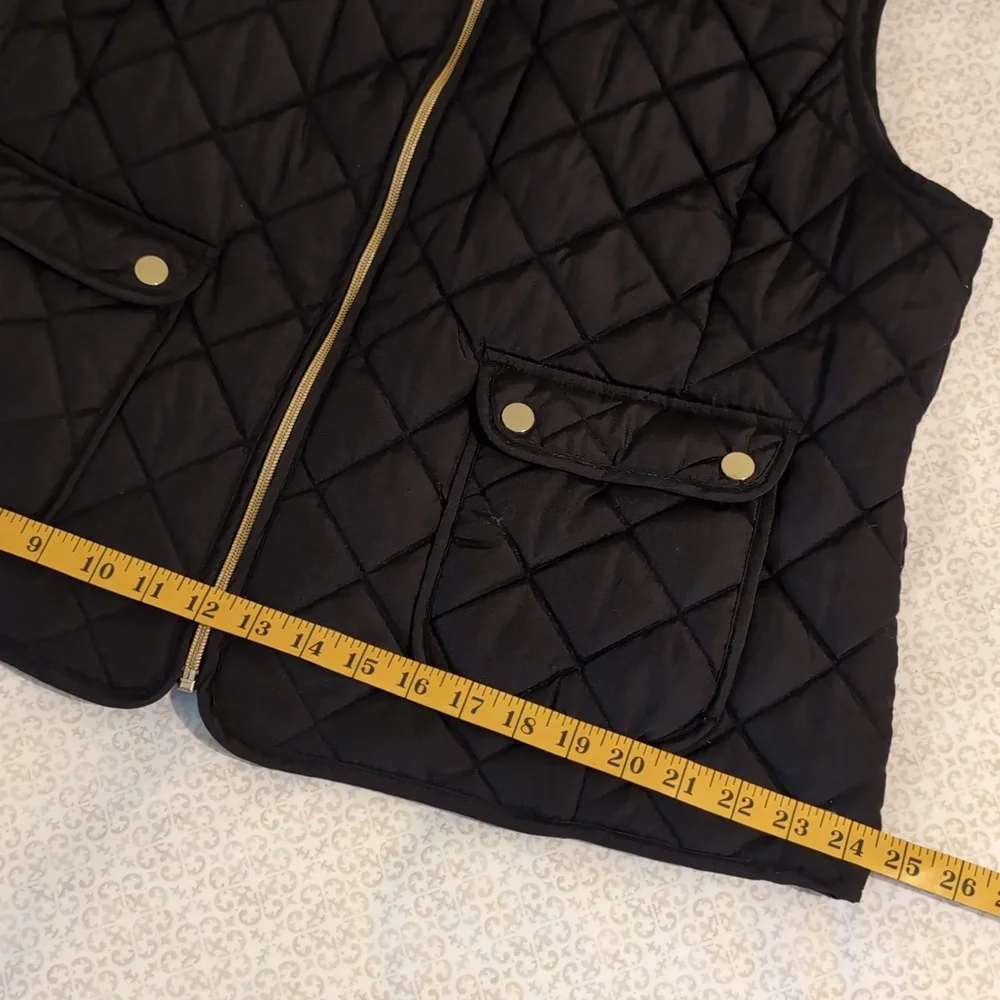 St John's Bay Puffer Zip-up Vest Black 2 Pockets Gold Snaps & Zipper SzPXL EUC - Picture 10 of 10